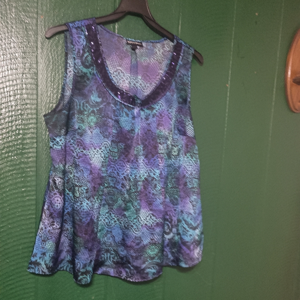 NEW! Fashion Bug Women's Blue and Purple Sequinned Sleeveless Top